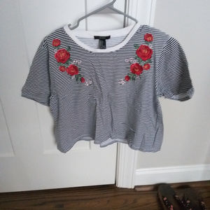 Forever 21 crop top with embroidered flowers